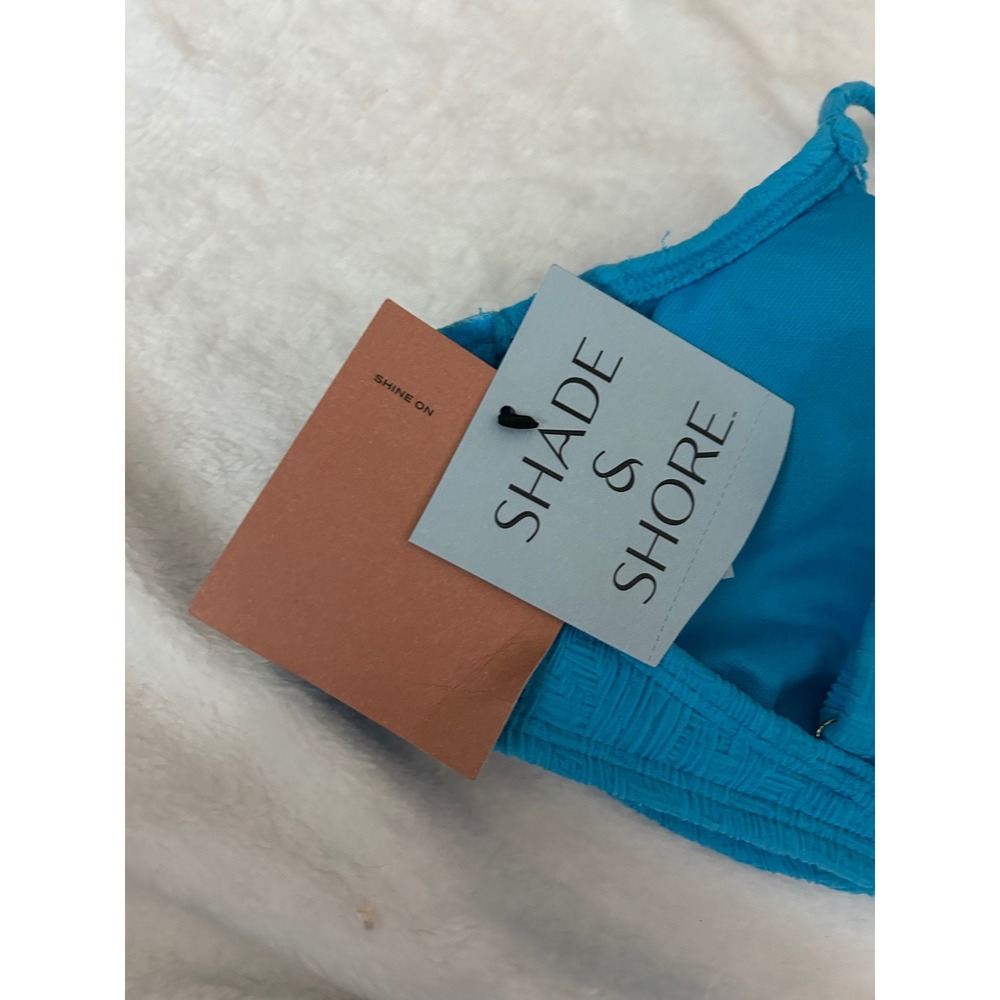 Shade‎ & Shore Bikini Top Blue Textured Swim Removable Pads Size 36B NWT - Picture 3 of 4